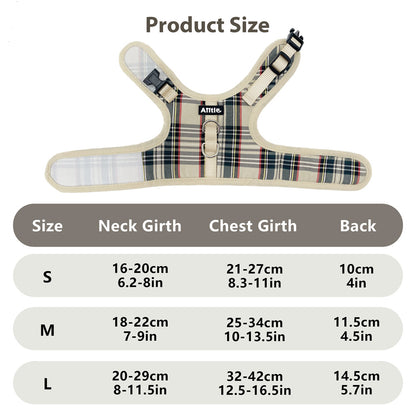 Aiitle Adjustable Padded Bunny Harness Leash Set Plaid Pattern