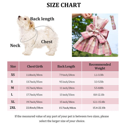 Aiitle Cute Pet Plaid Skrit Harness Leash Set