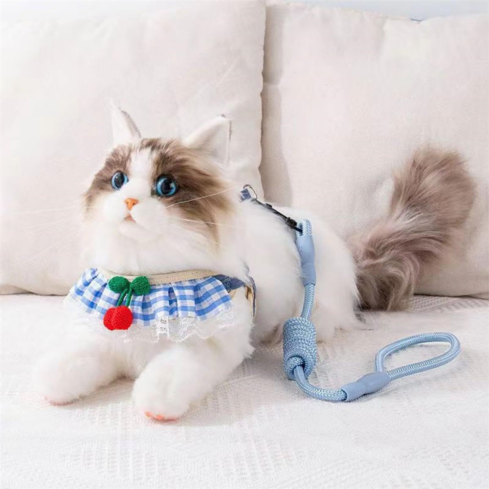 Aiitle Cute Cherry Lace Pet Harness Leash Set
