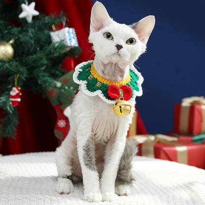 Aiitle Christmas Cute Handmade Knit Cat Collar