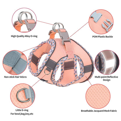 Aiitle Step in Breathable Air Mesh Dog Harness Pink