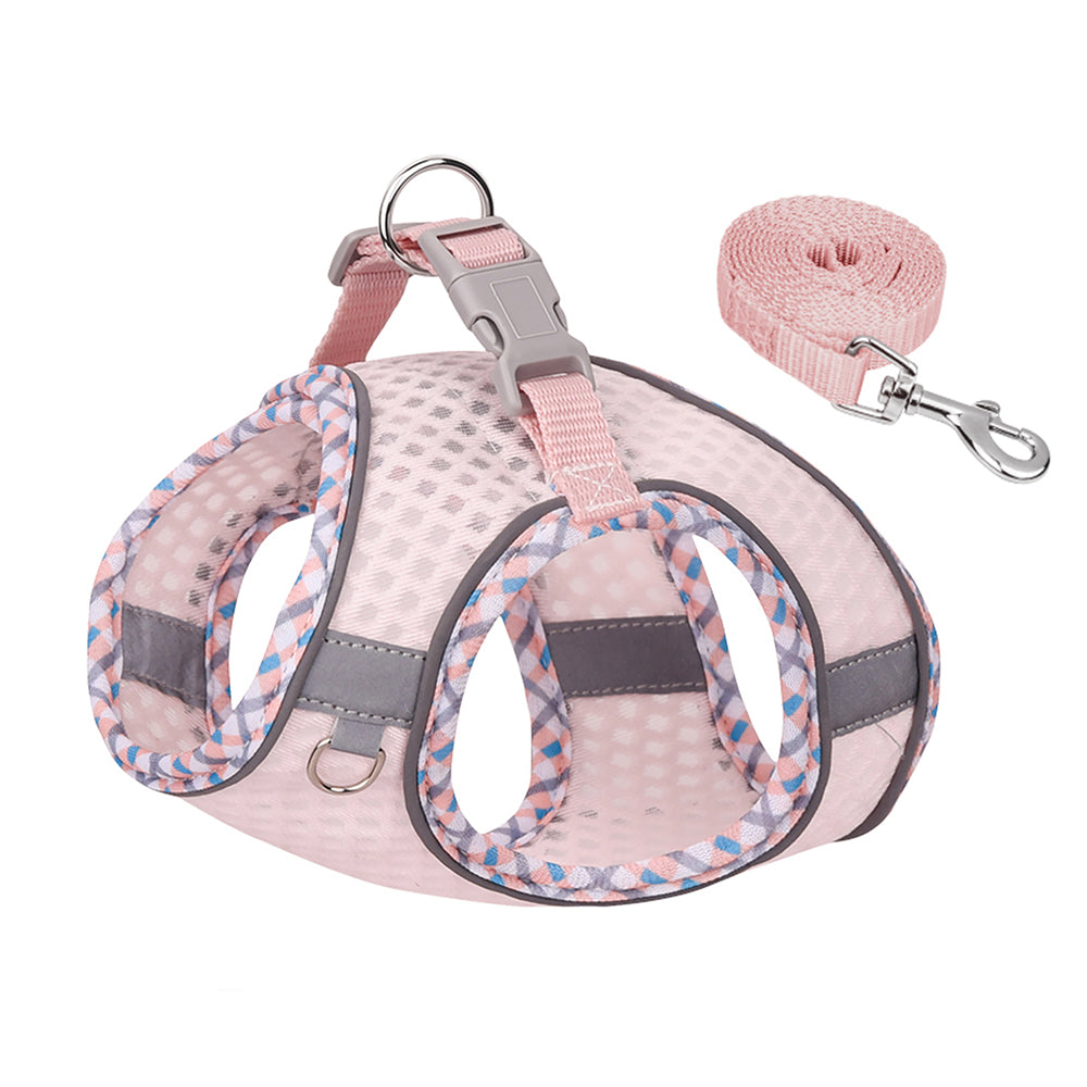 Aiitle Plaid Border Reflective Mesh Dog Harness Lavender