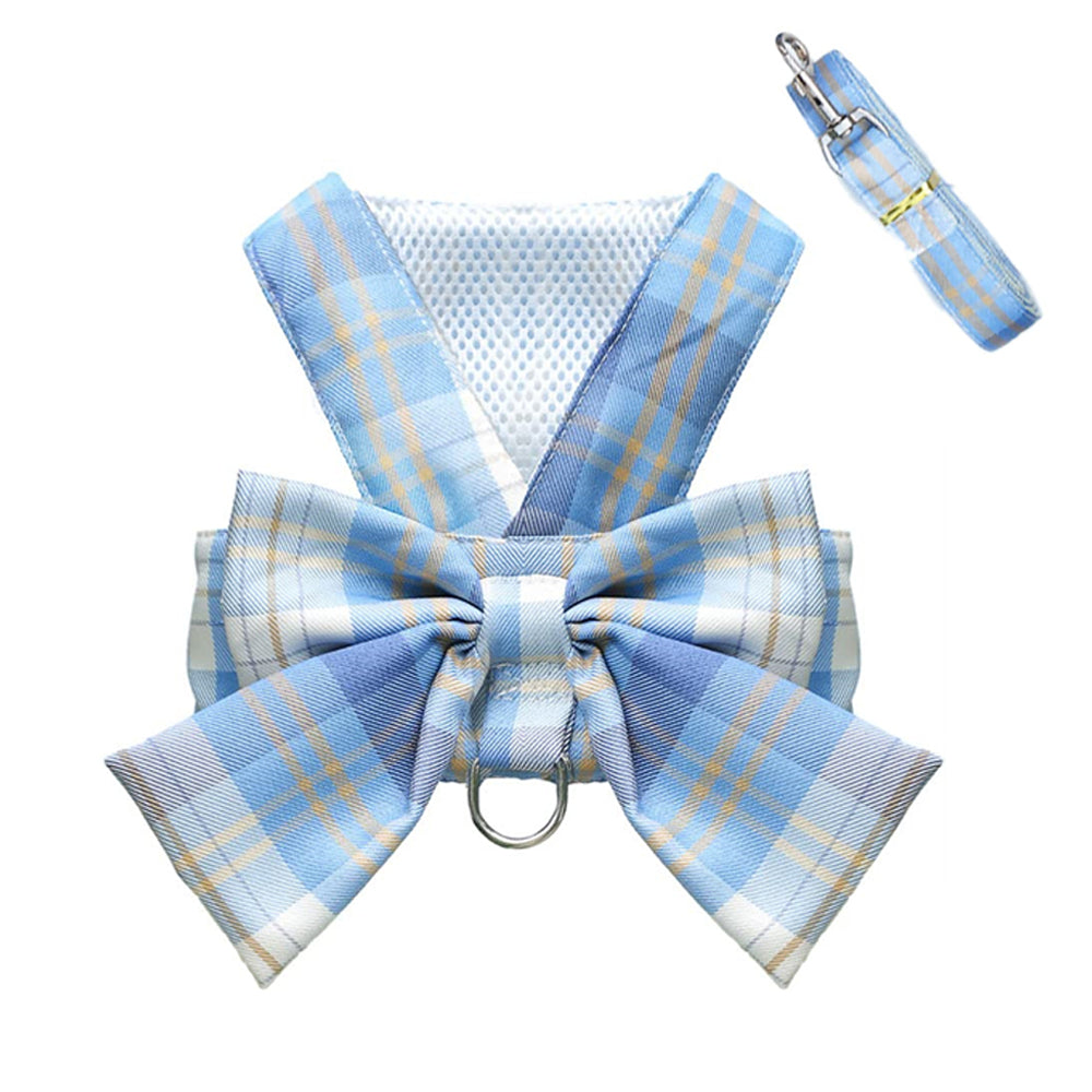 Aiitle Pet Plaid Bow Tie Harness Leash Set