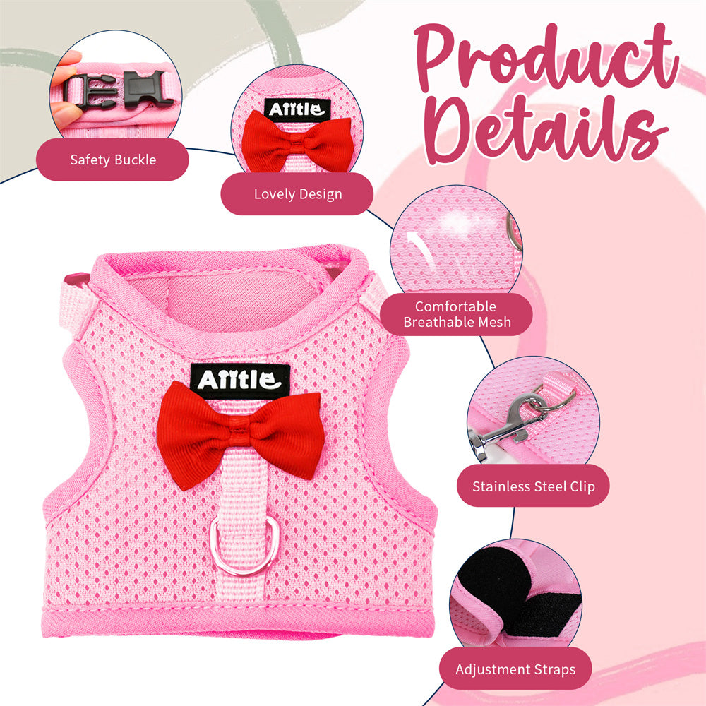 Aiitle Soft Mesh Rabbit Harness and Leash Set with Cute Bow