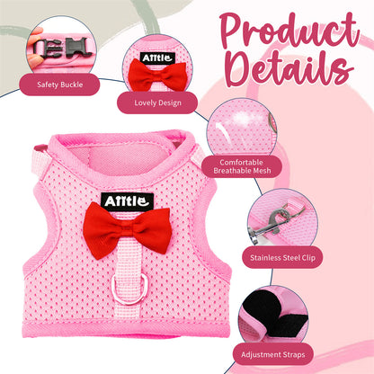 Aiitle Soft Mesh Rabbit Harness and Leash Set with Cute Bow