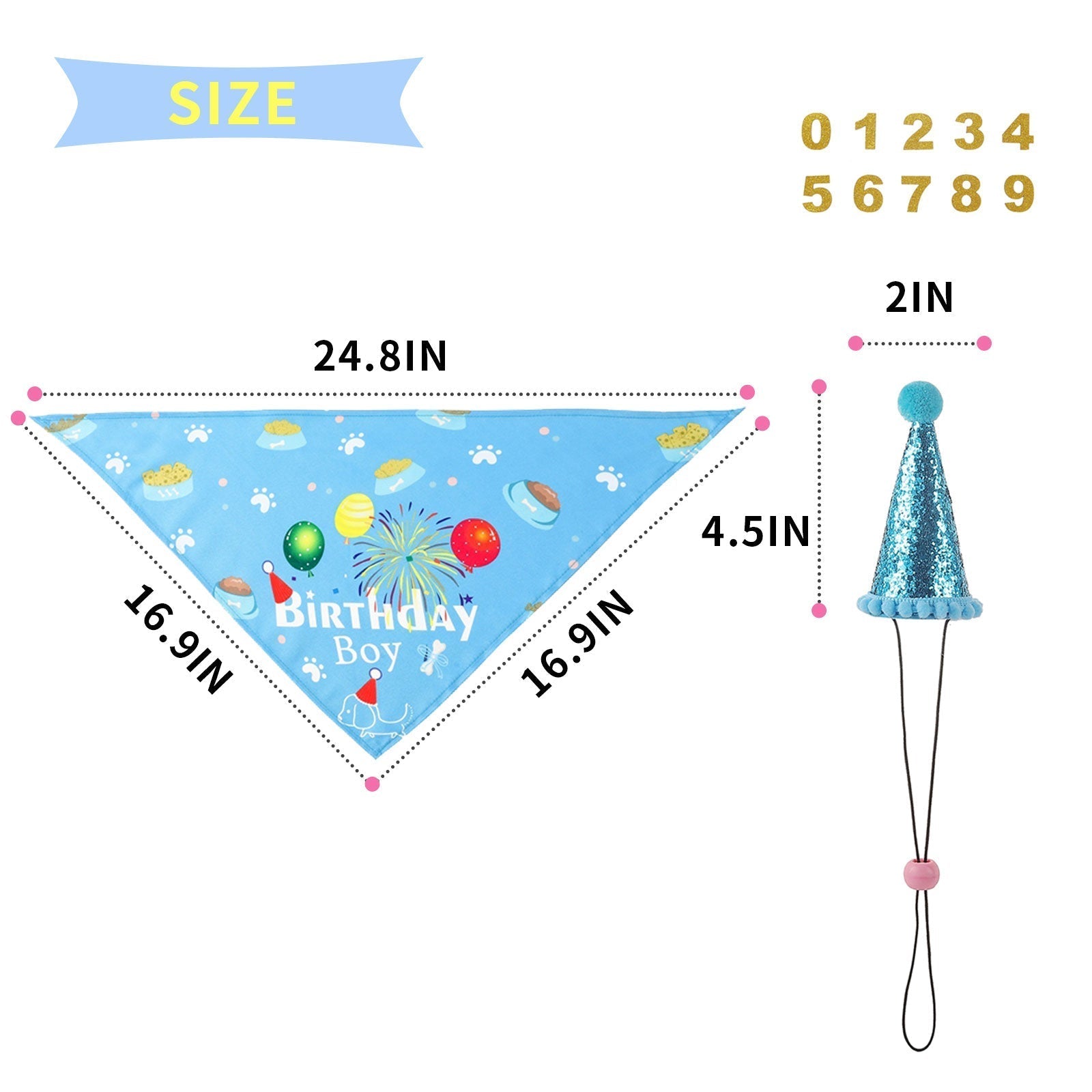 AIITLE Dog Birthday, Scarf and Reusable Dog Girl Birthday Party Hat with Number | AIITLE