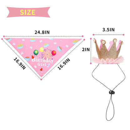 AIITLE Dog Birthday, Scarf and Reusable Dog Girl Birthday Party Hat with Number | AIITLE