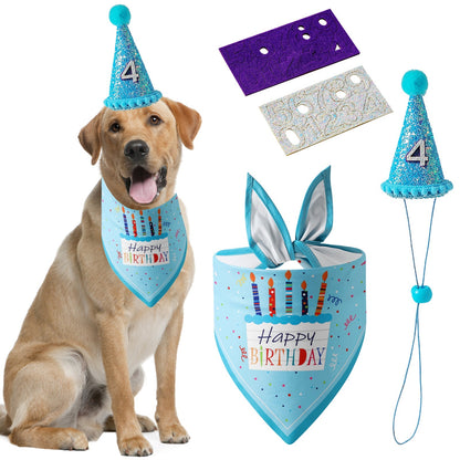 AIITLE Dog Birthday, Scarf and Reusable Dog Girl Birthday Party Hat with Number | AIITLE
