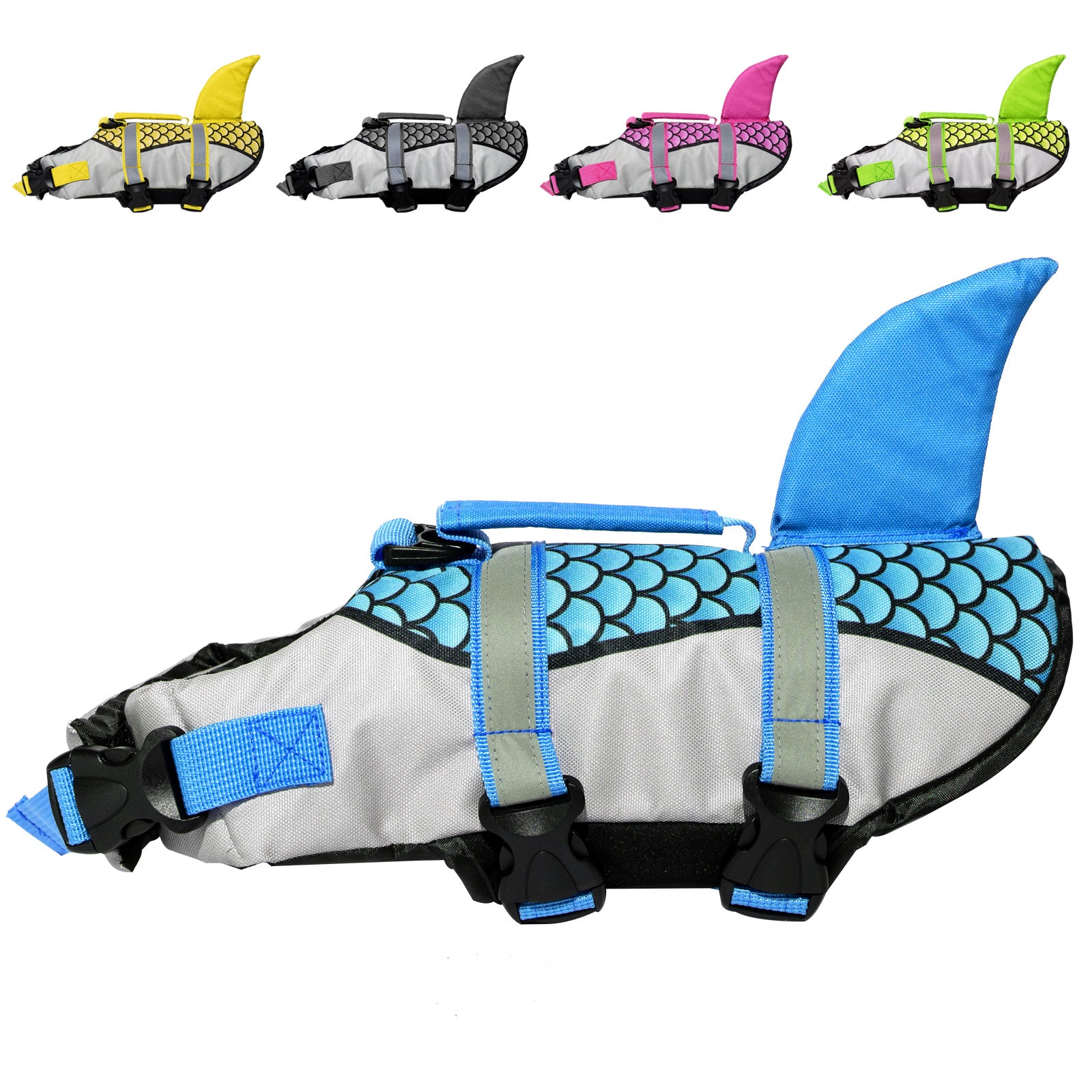 AIITLE Dog Life Vests, Adjustable Shark Dog Life Jacket with Rescue Handle | AIITLE